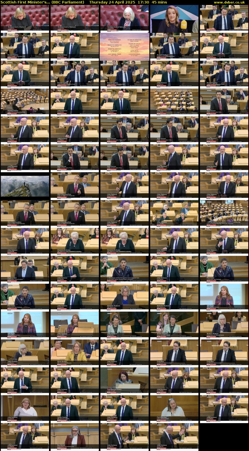 Scottish First Minister's... (BBC Parliament) Thursday 24 April 2025 17:30 - 18:15