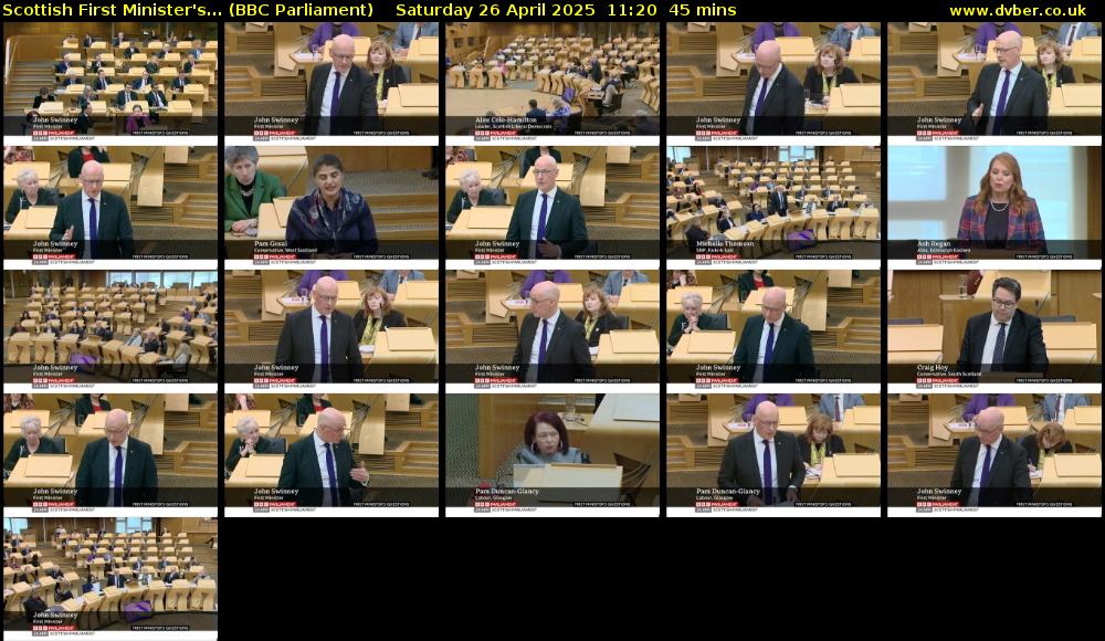 Scottish First Minister's... (BBC Parliament) Saturday 26 April 2025 11:20 - 12:05