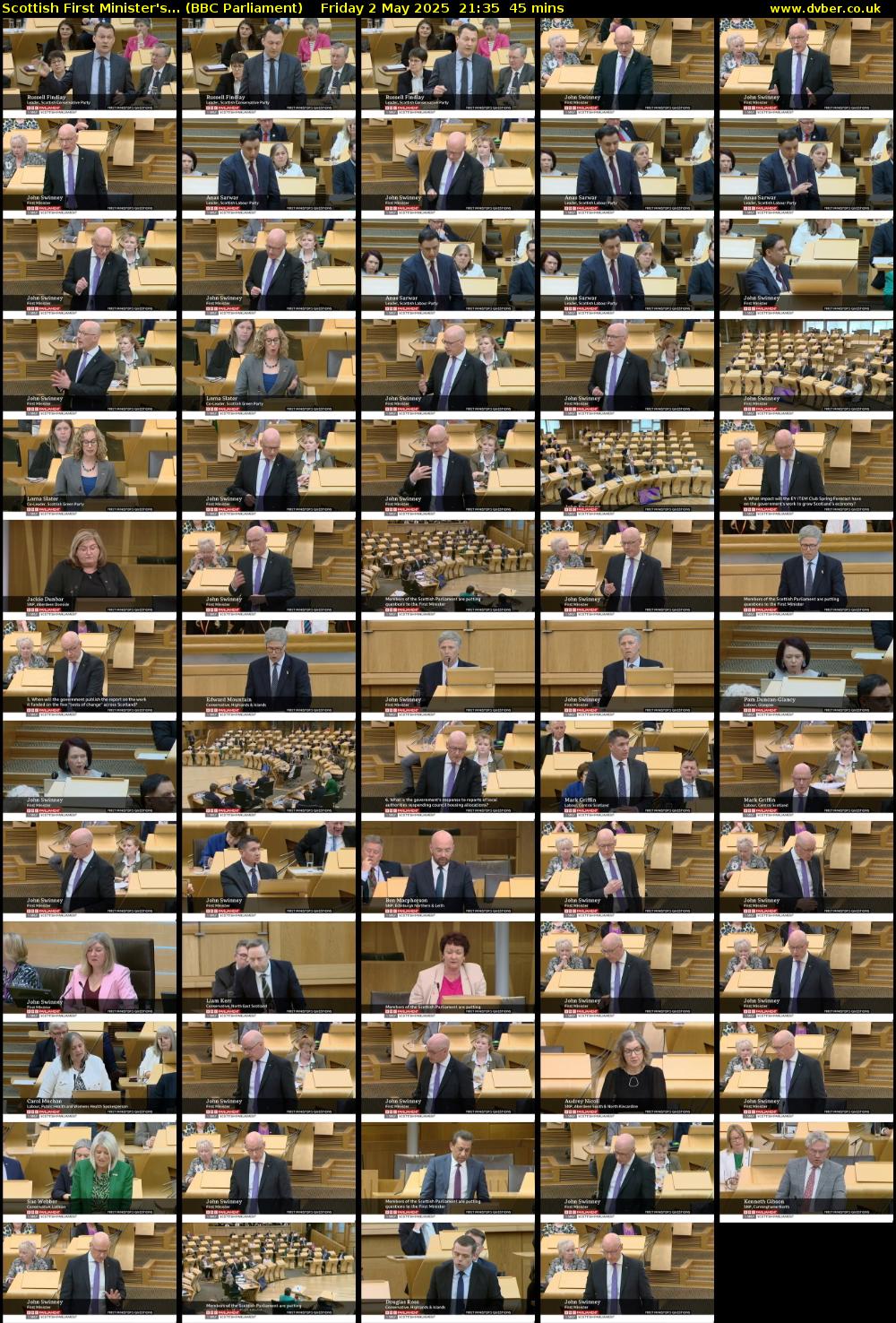 Scottish First Minister's... (BBC Parliament) Friday 2 May 2025 21:35 - 22:20