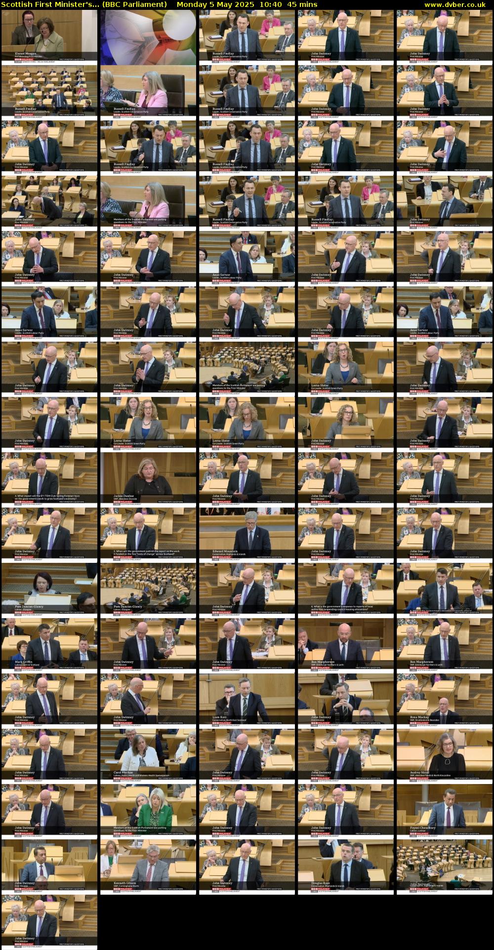 Scottish First Minister's... (BBC Parliament) Monday 5 May 2025 10:40 - 11:25