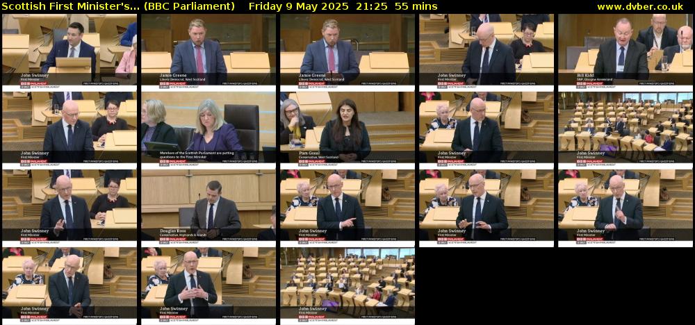 Scottish First Minister's... (BBC Parliament) Friday 9 May 2025 21:25 - 22:20