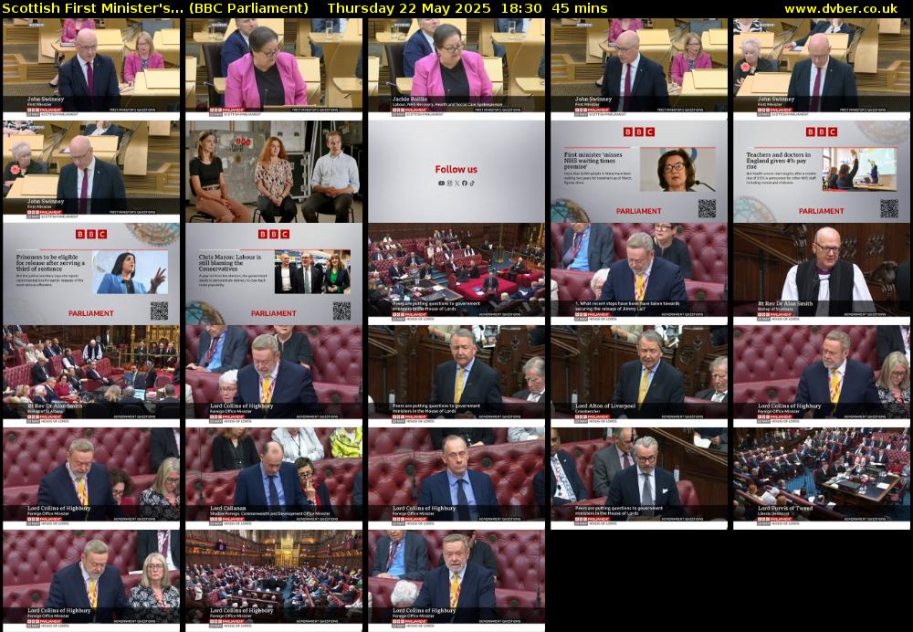 Scottish First Minister's... (BBC Parliament) Thursday 22 May 2025 18:30 - 19:15