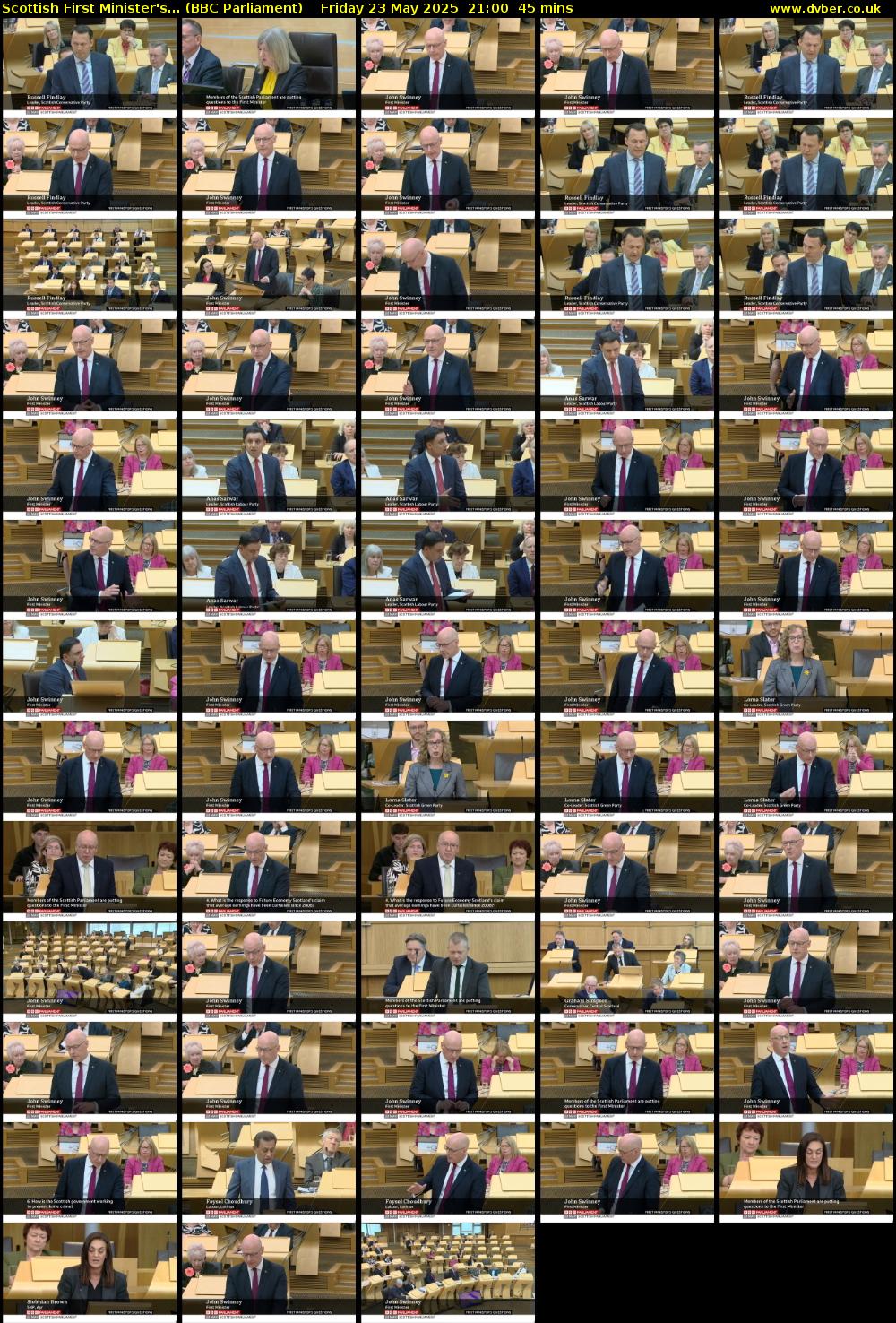 Scottish First Minister's... (BBC Parliament) Friday 23 May 2025 21:00 - 21:45