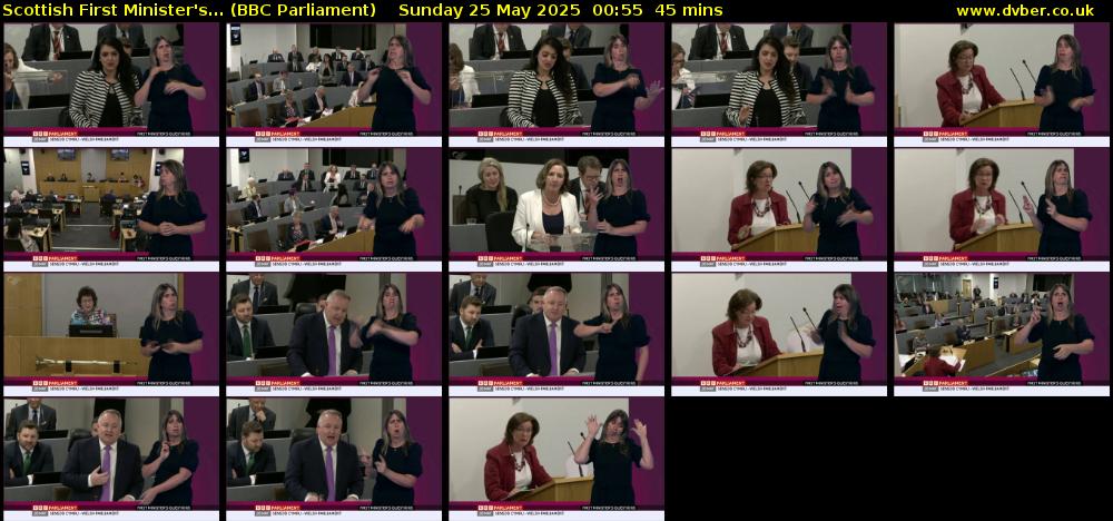 Scottish First Minister's... (BBC Parliament) Sunday 25 May 2025 00:55 - 01:40