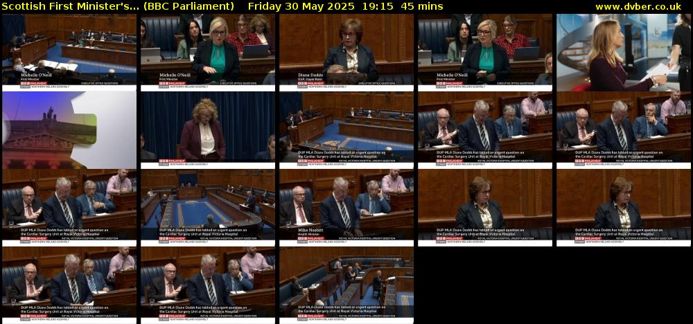 Scottish First Minister's... (BBC Parliament) Friday 30 May 2025 19:15 - 20:00