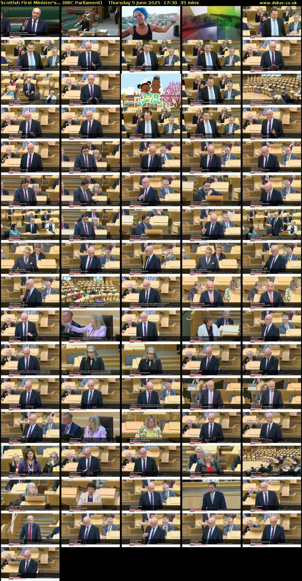 Scottish First Minister's... (BBC Parliament) Thursday 5 June 2025 17:30 - 18:15