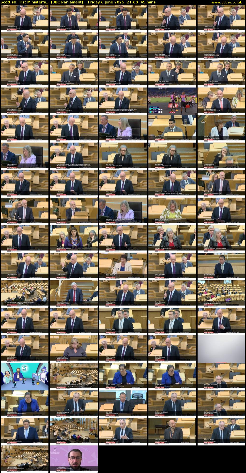 Scottish First Minister's... (BBC Parliament) Friday 6 June 2025 21:00 - 21:45