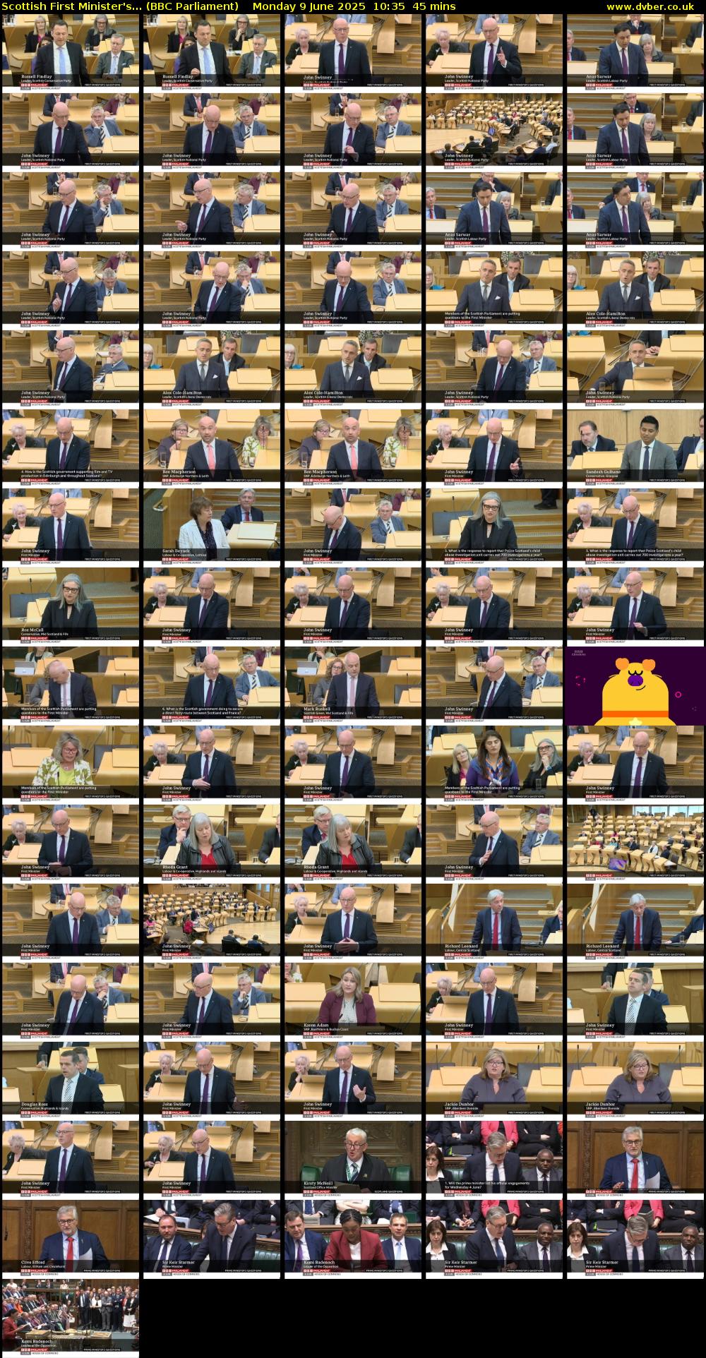 Scottish First Minister's... (BBC Parliament) Monday 9 June 2025 10:35 - 11:20