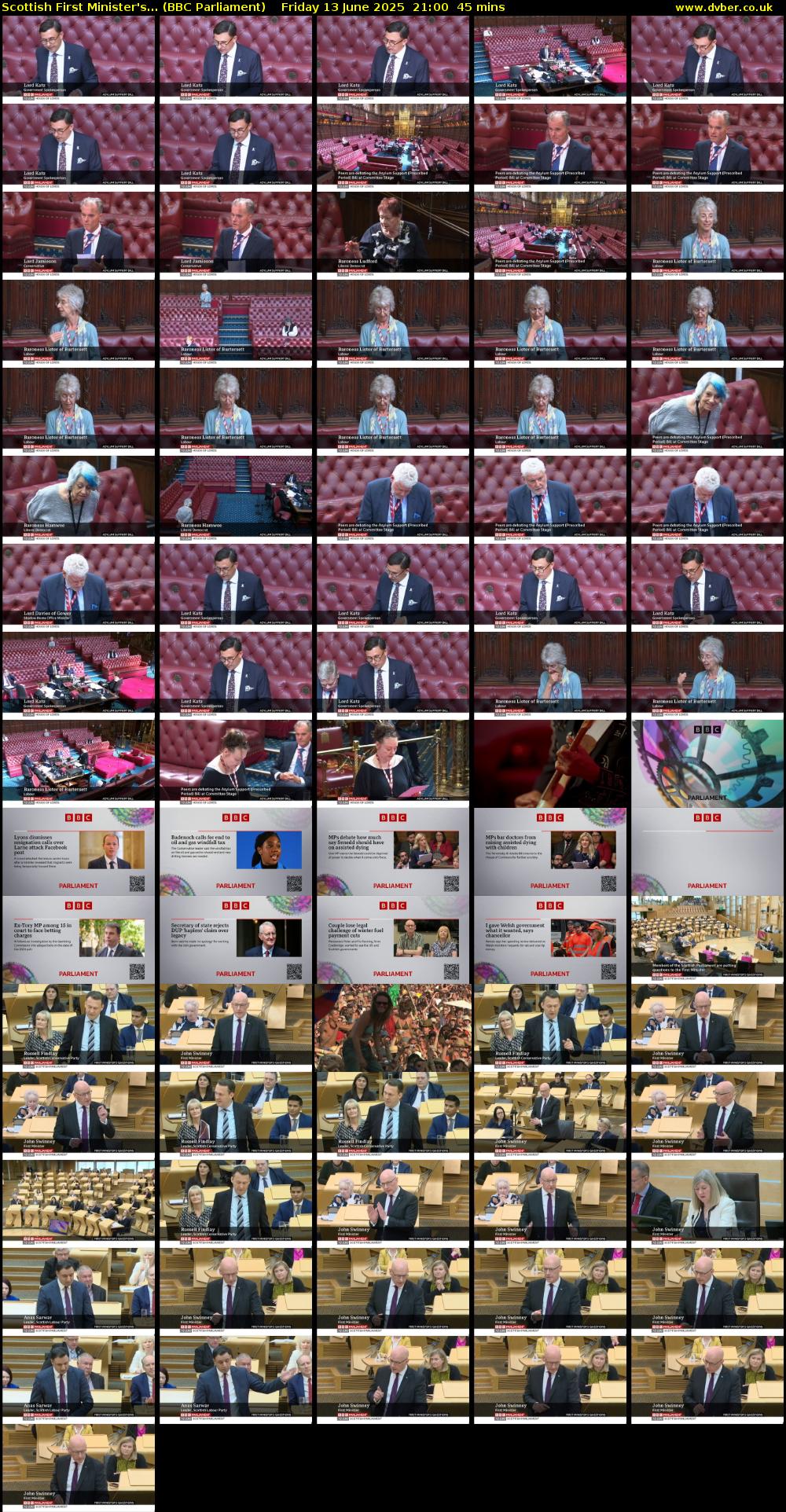 Scottish First Minister's... (BBC Parliament) Friday 13 June 2025 21:00 - 21:45