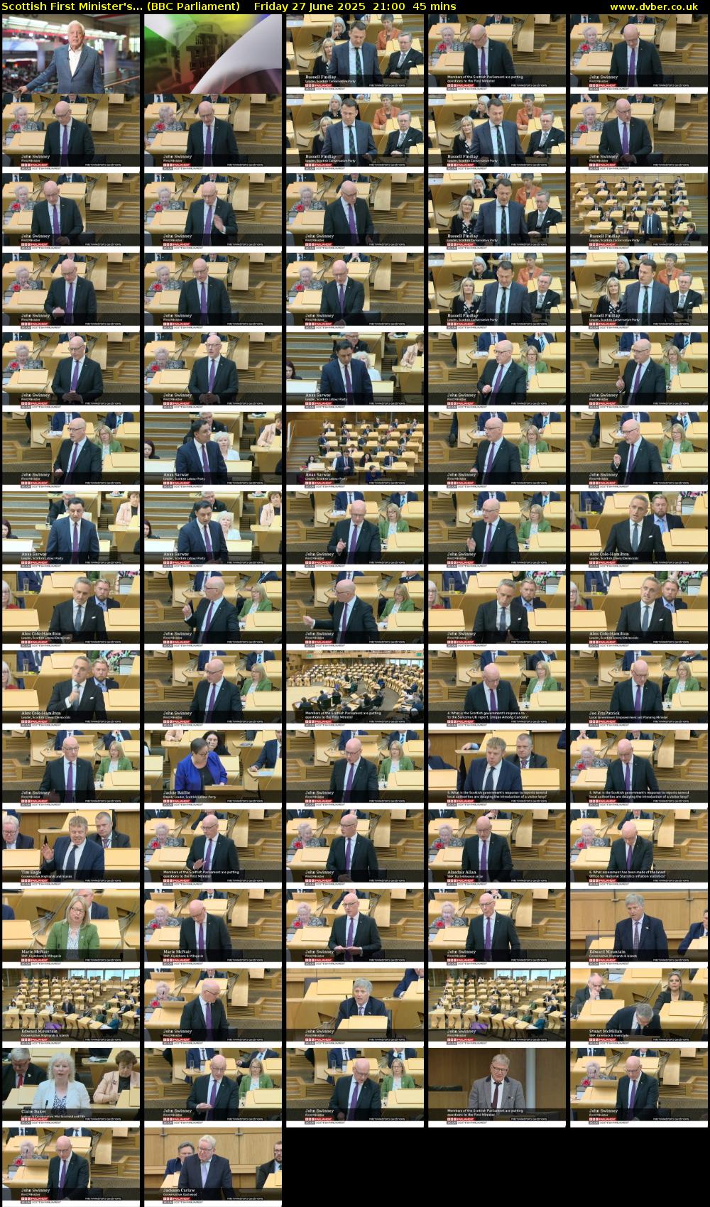 Scottish First Minister's... (BBC Parliament) Friday 27 June 2025 21:00 - 21:45