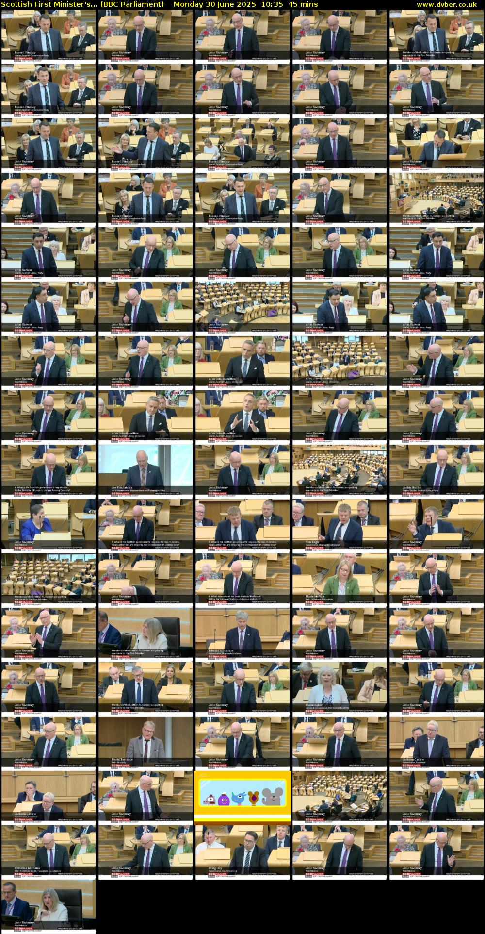Scottish First Minister's... (BBC Parliament) Monday 30 June 2025 10:35 - 11:20