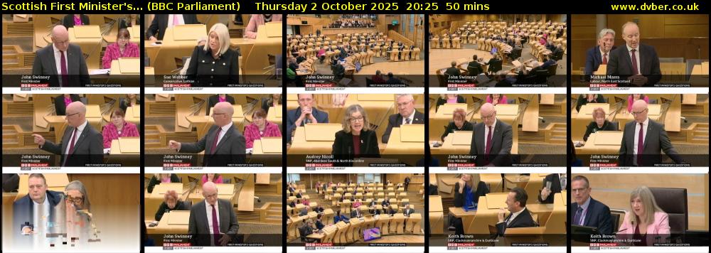 Scottish First Minister's... (BBC Parliament) Thursday 2 October 2025 20:25 - 21:15