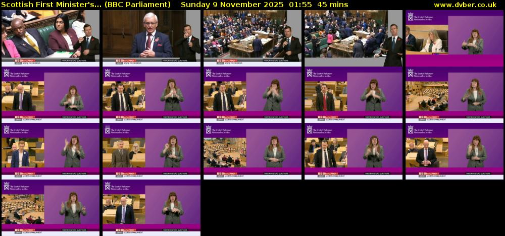 Scottish First Minister's... (BBC Parliament) Sunday 9 November 2025 01:55 - 02:40