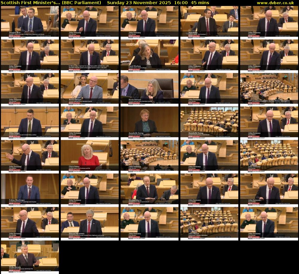 Scottish First Minister's... (BBC Parliament) Sunday 23 November 2025 16:00 - 16:45