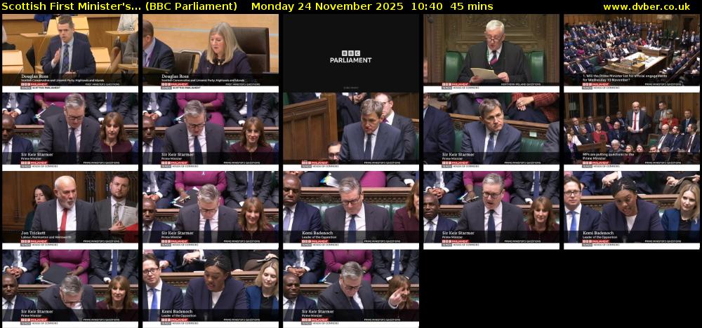 Scottish First Minister's... (BBC Parliament) Monday 24 November 2025 10:40 - 11:25