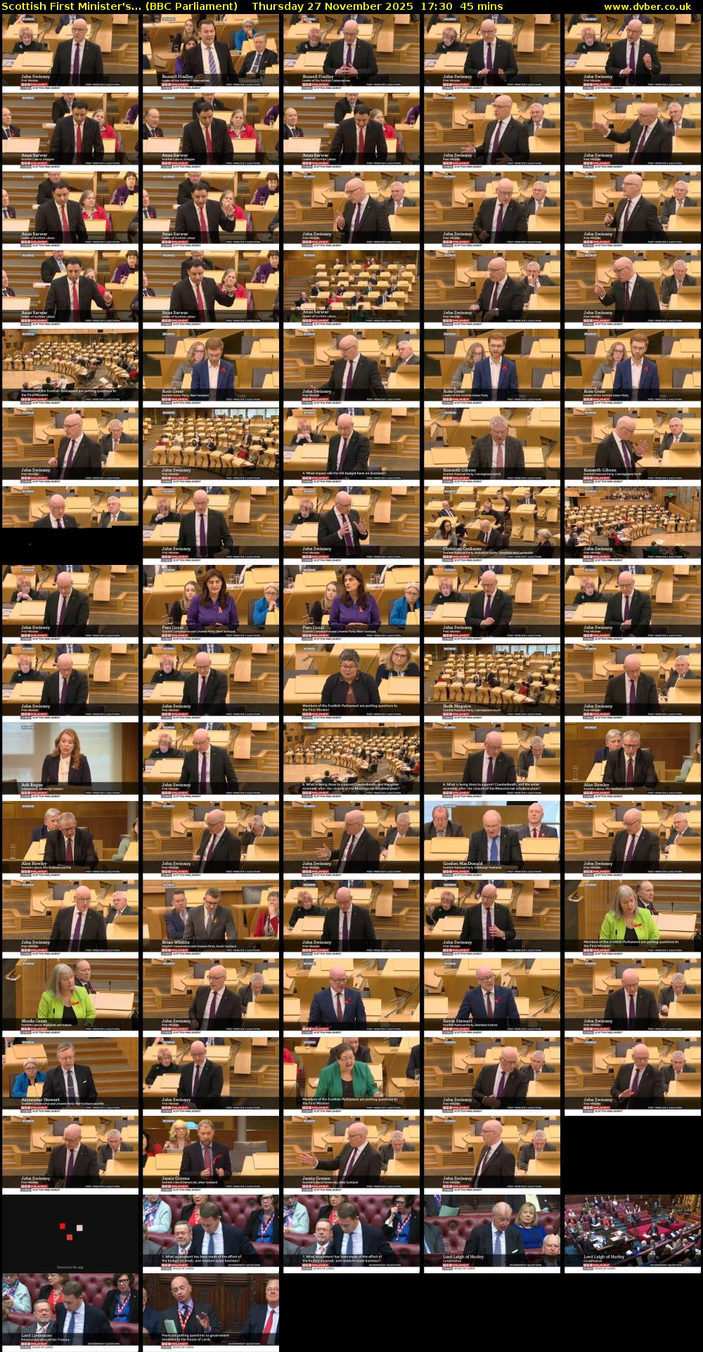 Scottish First Minister's... (BBC Parliament) Thursday 27 November 2025 17:30 - 18:15