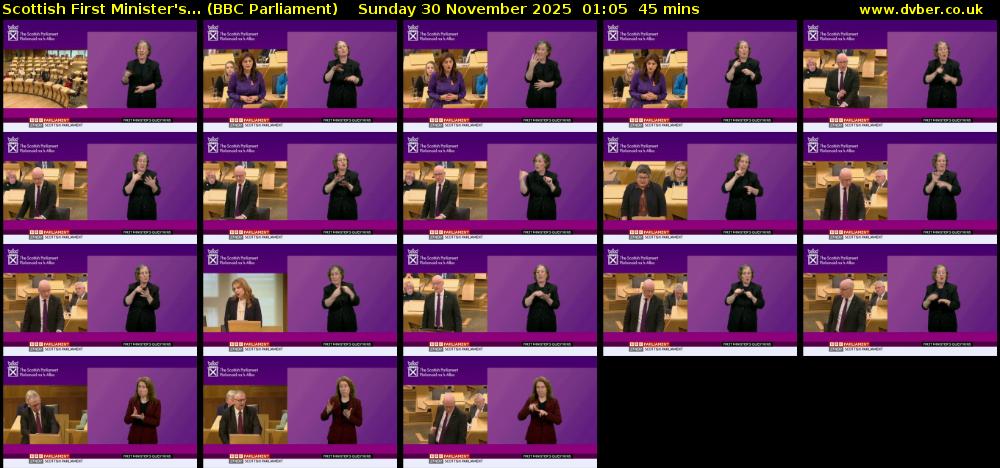 Scottish First Minister's... (BBC Parliament) Sunday 30 November 2025 01:05 - 01:50