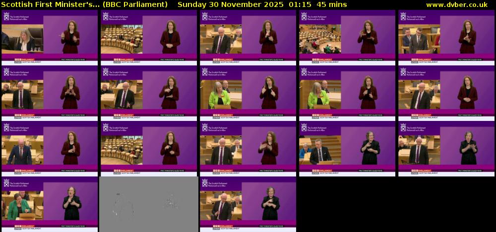 Scottish First Minister's... (BBC Parliament) Sunday 30 November 2025 01:15 - 02:00
