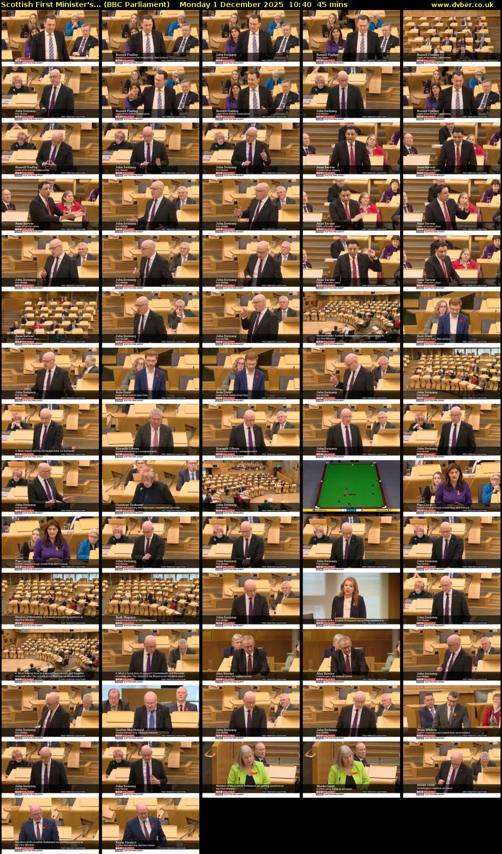 Scottish First Minister's... (BBC Parliament) Monday 1 December 2025 10:40 - 11:25