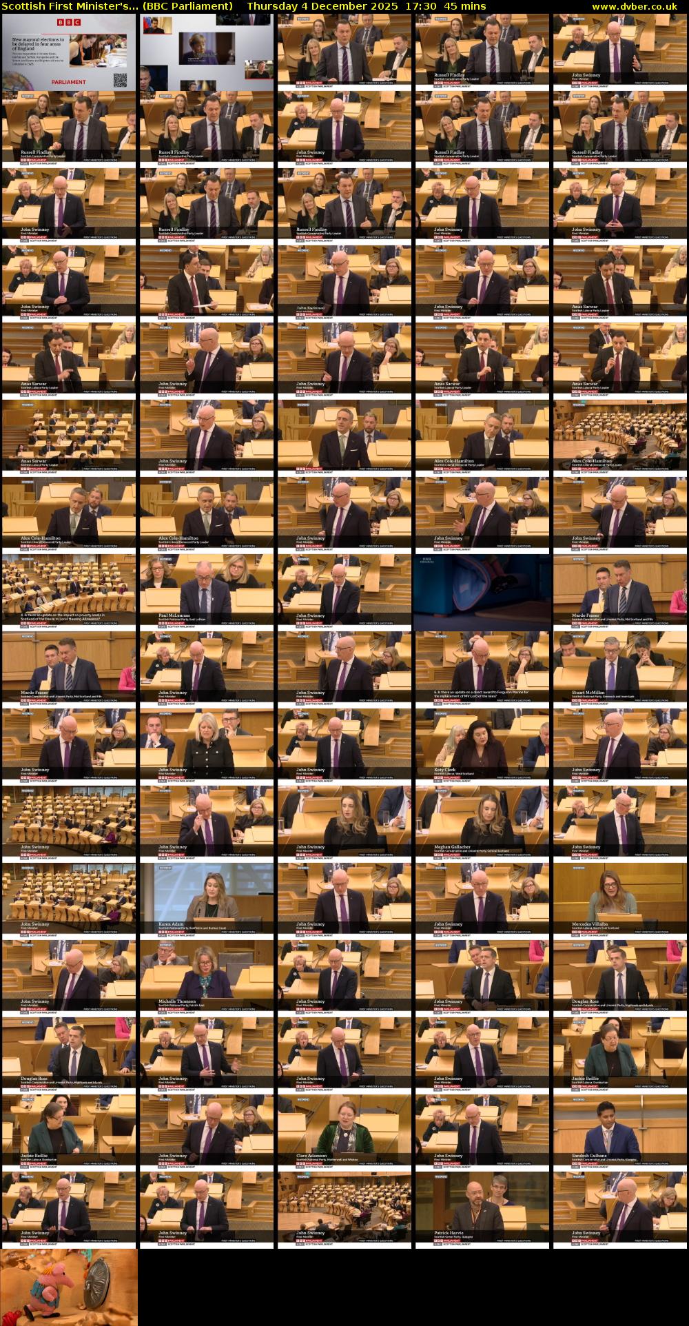 Scottish First Minister's... (BBC Parliament) Thursday 4 December 2025 17:30 - 18:15