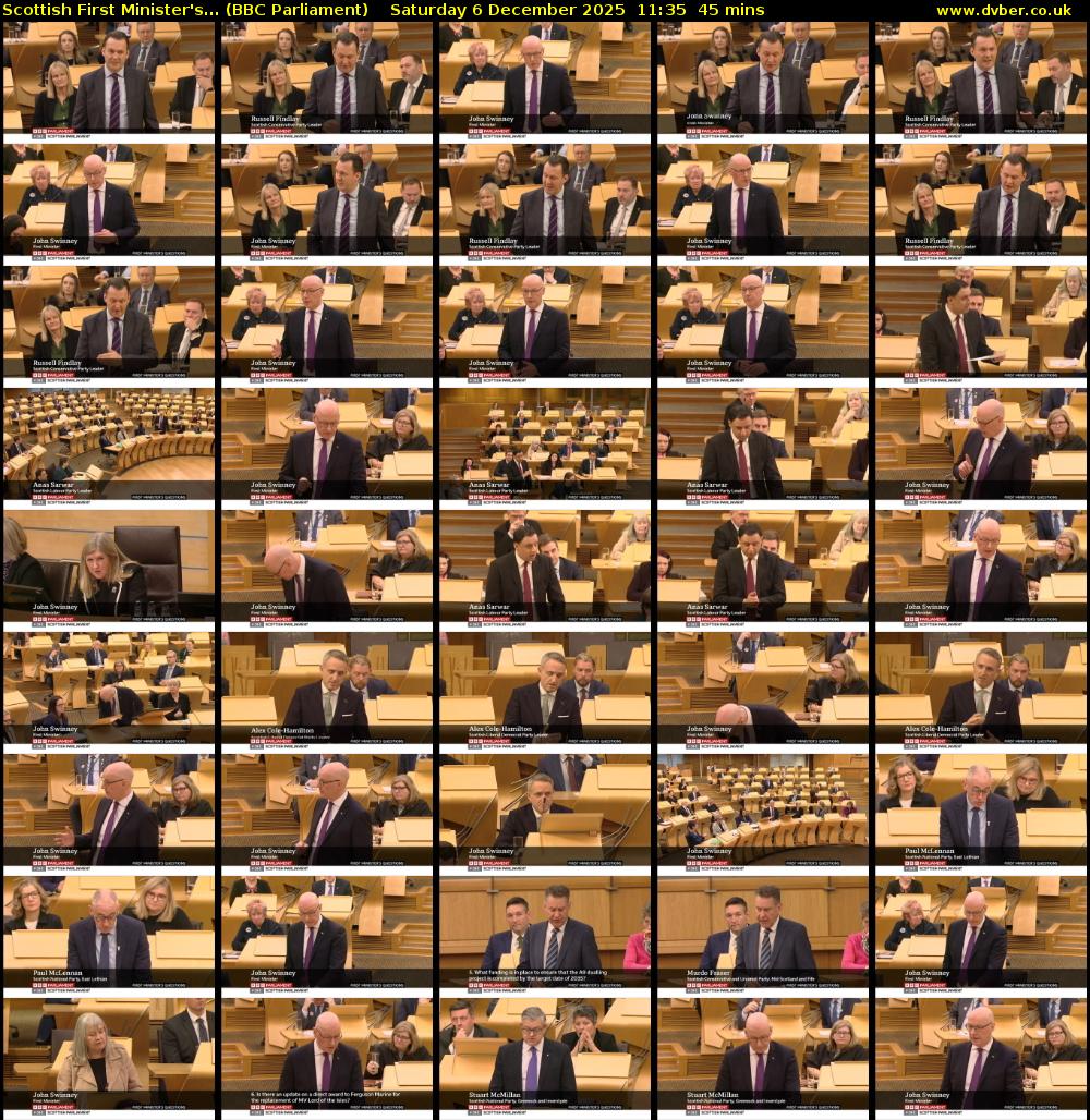Scottish First Minister's... (BBC Parliament) Saturday 6 December 2025 11:35 - 12:20