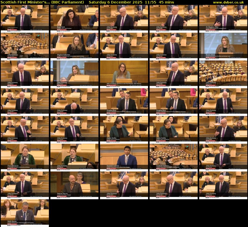 Scottish First Minister's... (BBC Parliament) Saturday 6 December 2025 11:55 - 12:40