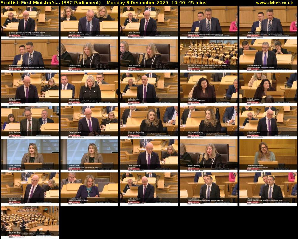 Scottish First Minister's... (BBC Parliament) Monday 8 December 2025 10:40 - 11:25