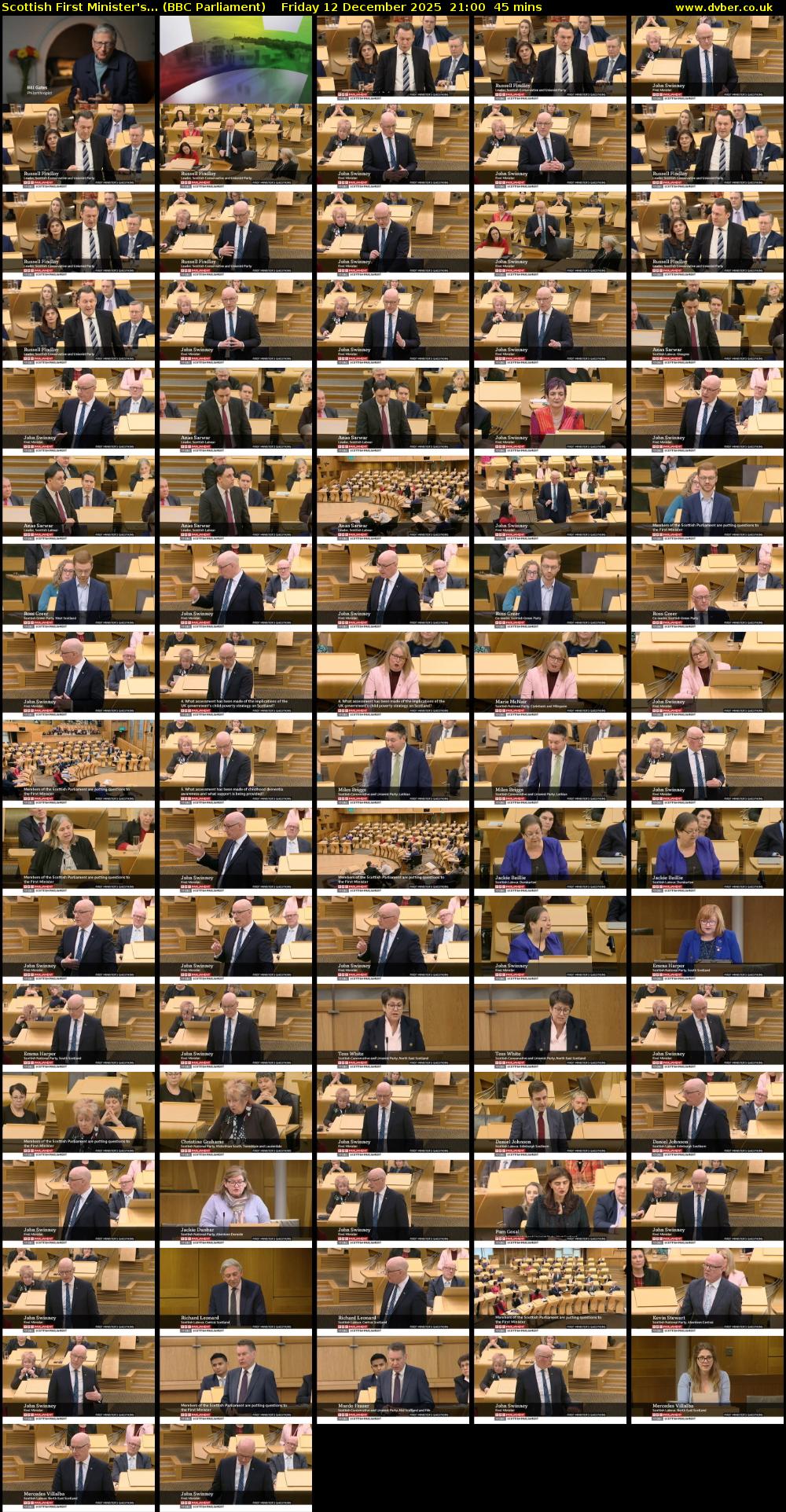 Scottish First Minister's... (BBC Parliament) Friday 12 December 2025 21:00 - 21:45