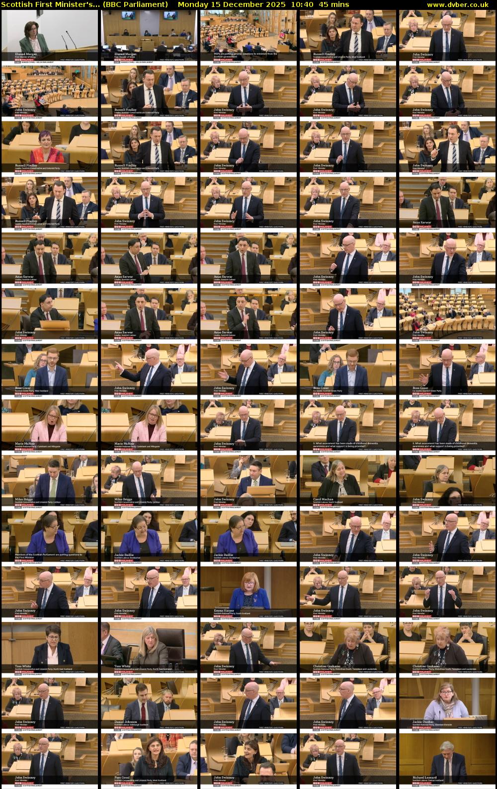 Scottish First Minister's... (BBC Parliament) Monday 15 December 2025 10:40 - 11:25
