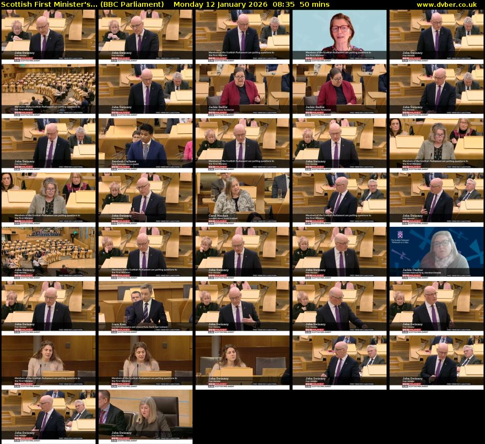 Scottish First Minister's... (BBC Parliament) Monday 12 January 2026 08:35 - 09:25