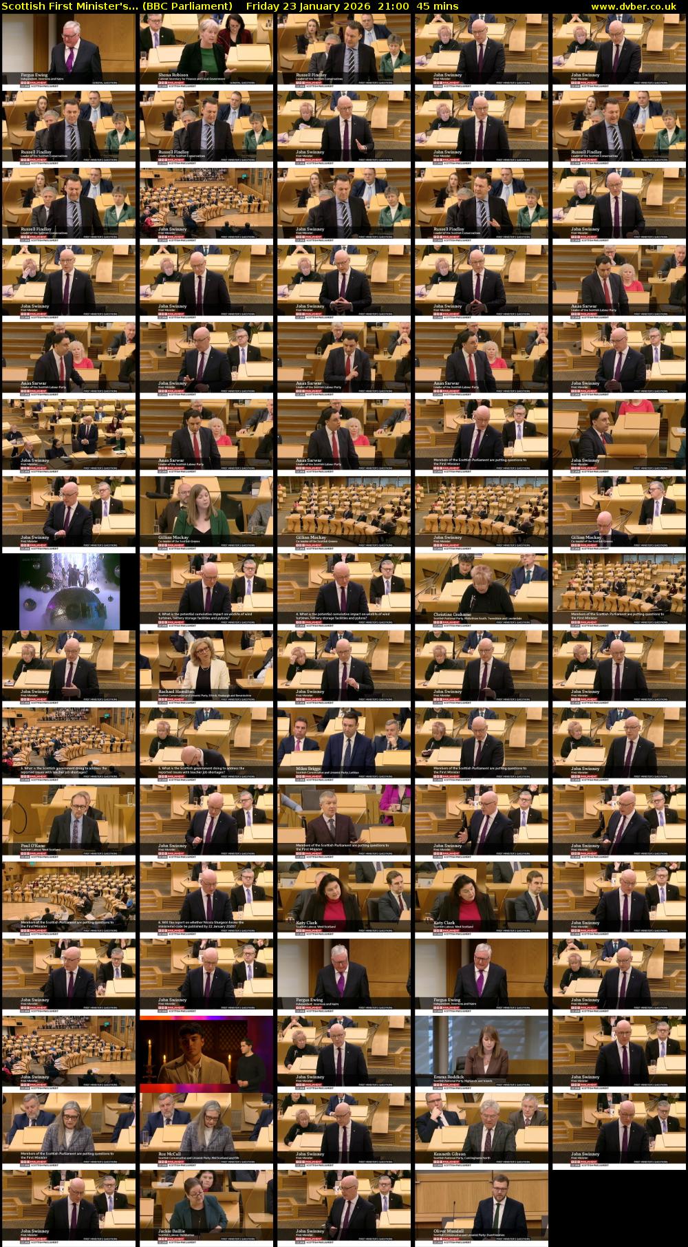 Scottish First Minister's... (BBC Parliament) Friday 23 January 2026 21:00 - 21:45