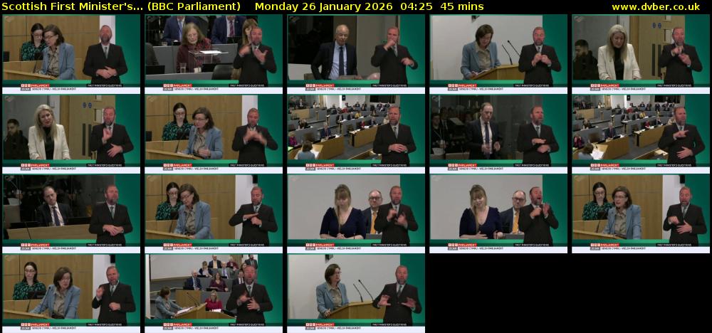 Scottish First Minister's... (BBC Parliament) Monday 26 January 2026 04:25 - 05:10