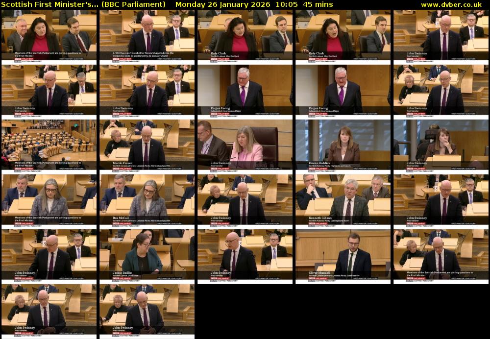 Scottish First Minister's... (BBC Parliament) Monday 26 January 2026 10:05 - 10:50
