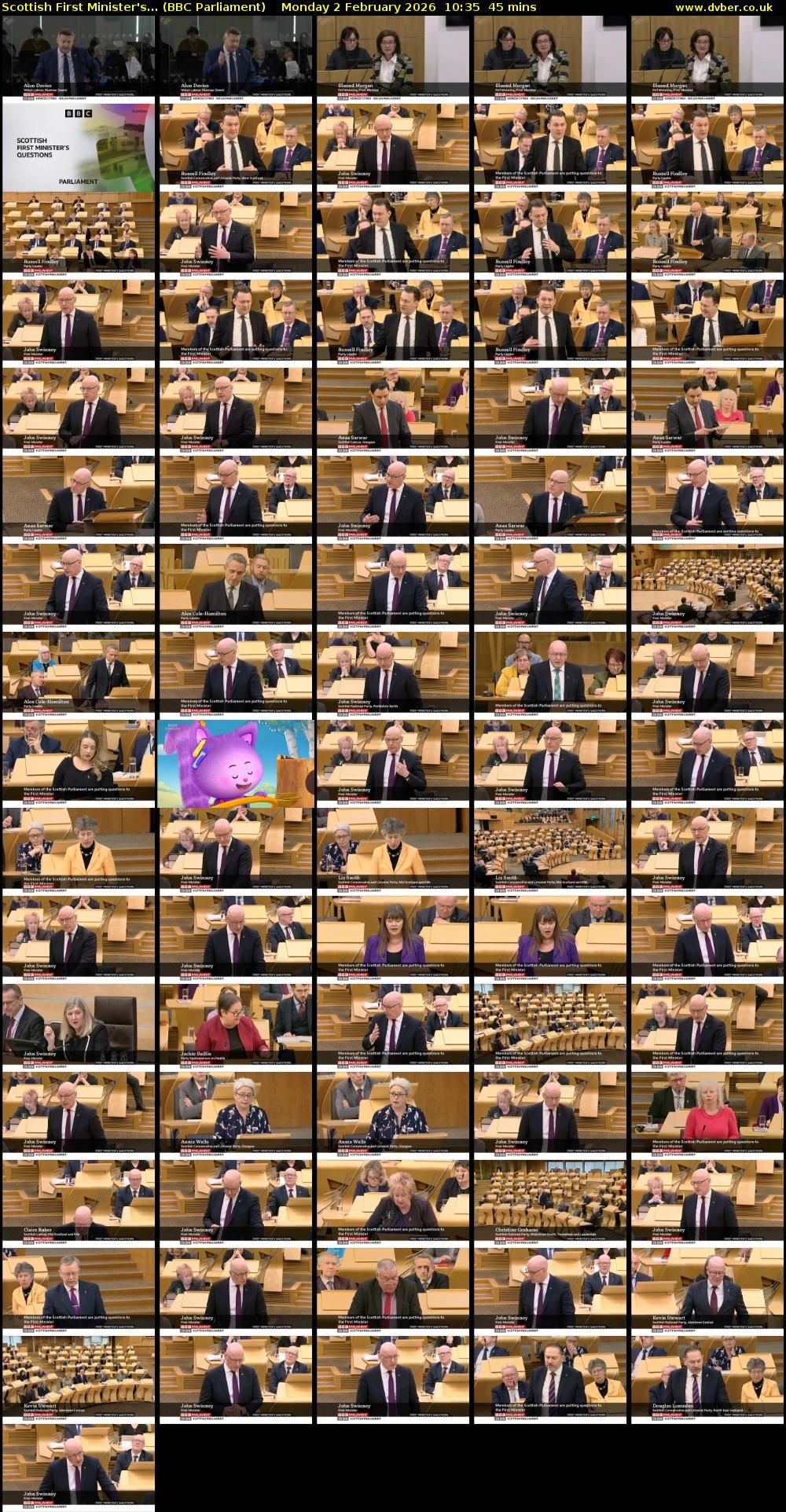 Scottish First Minister's... (BBC Parliament) Monday 2 February 2026 10:35 - 11:20