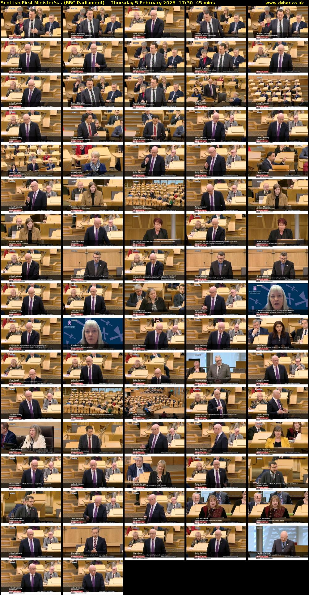 Scottish First Minister's... (BBC Parliament) Thursday 5 February 2026 17:30 - 18:15