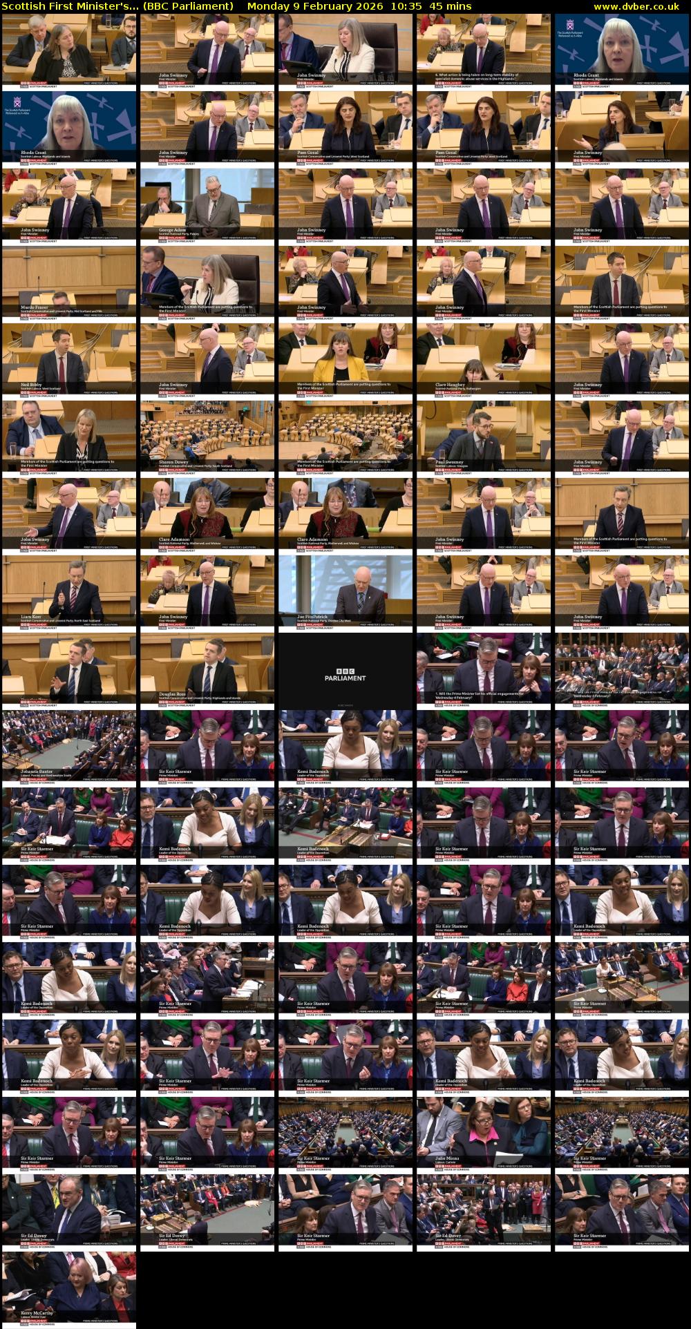 Scottish First Minister's... (BBC Parliament) Monday 9 February 2026 10:35 - 11:20