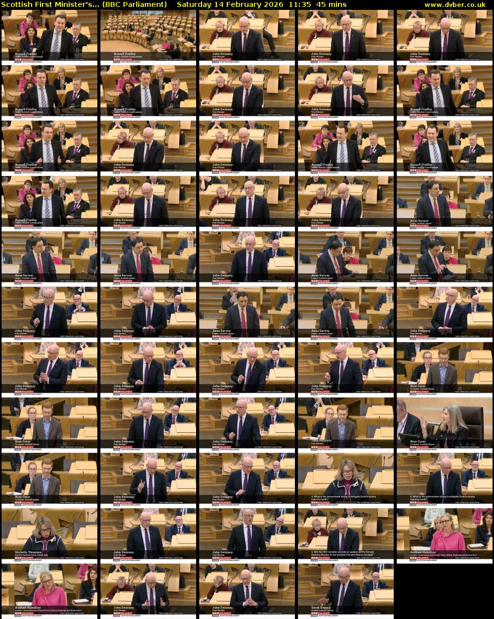 Scottish First Minister's... (BBC Parliament) Saturday 14 February 2026 11:35 - 12:20