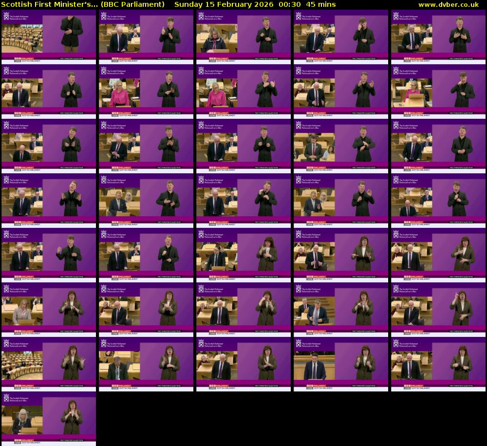 Scottish First Minister's... (BBC Parliament) Sunday 15 February 2026 00:30 - 01:15