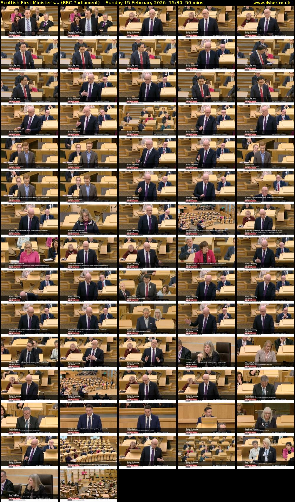 Scottish First Minister's... (BBC Parliament) Sunday 15 February 2026 15:30 - 16:20