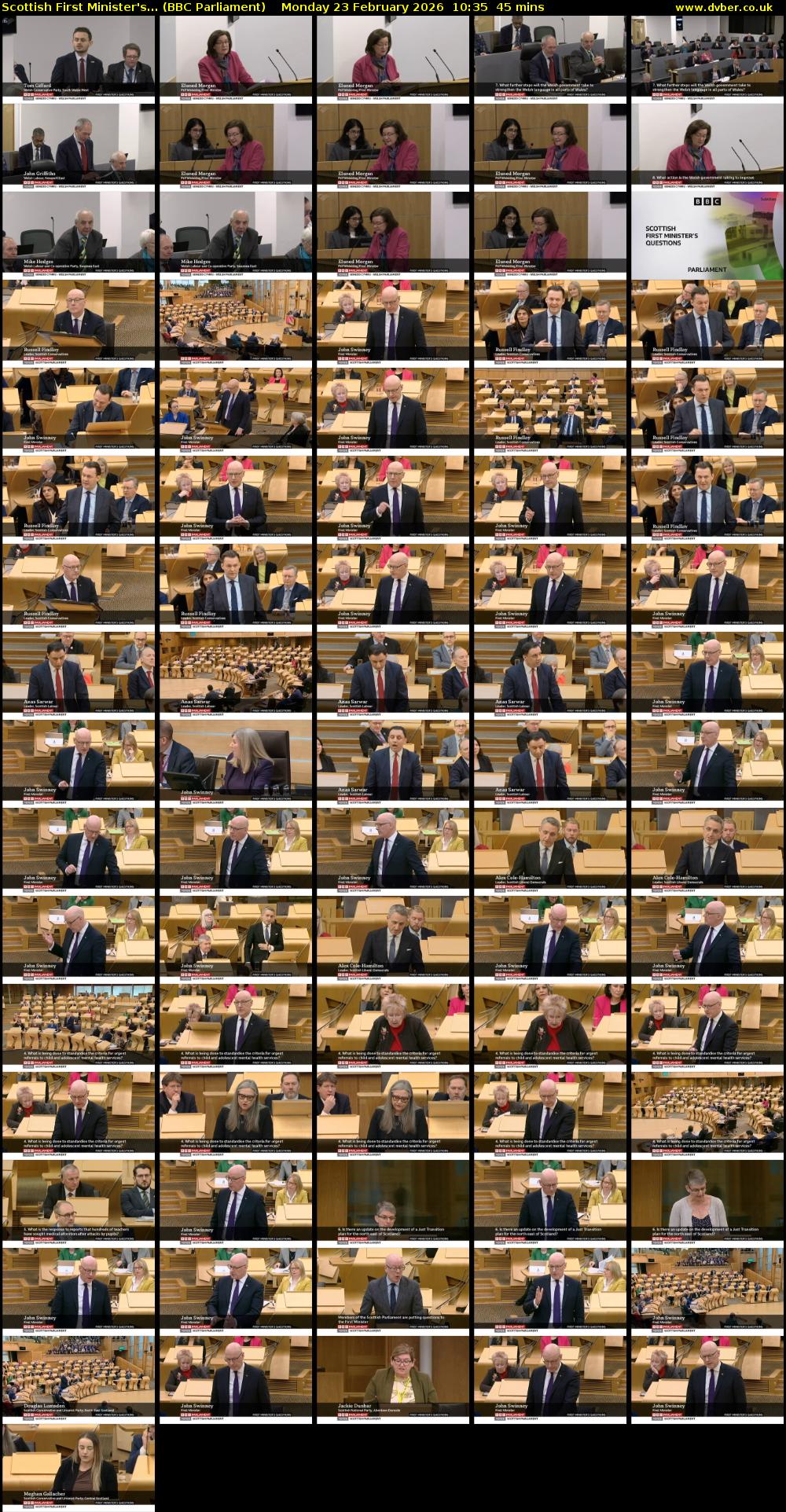 Scottish First Minister's... (BBC Parliament) Monday 23 February 2026 10:35 - 11:20
