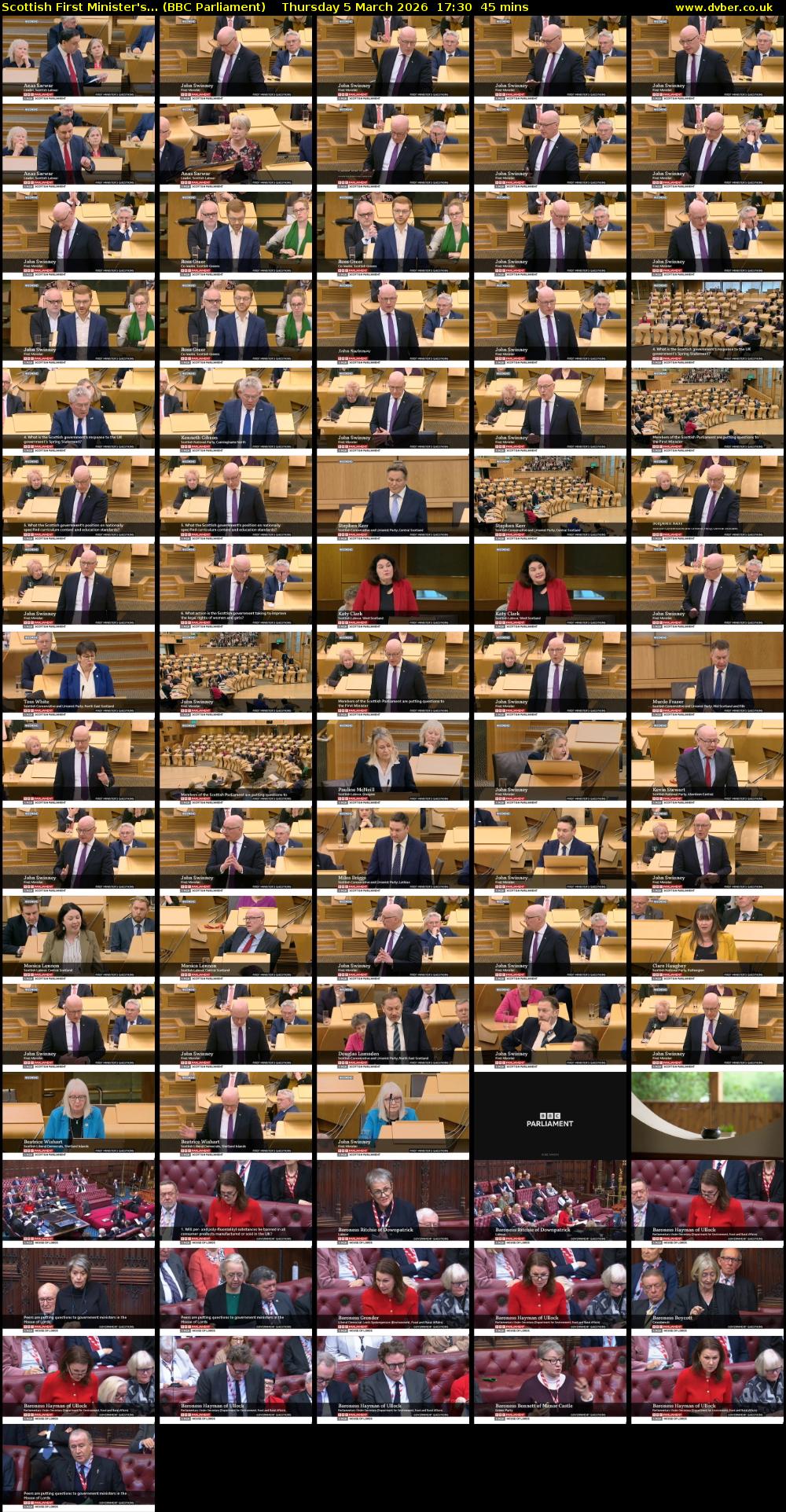 Scottish First Minister's... (BBC Parliament) Thursday 5 March 2026 17:30 - 18:15