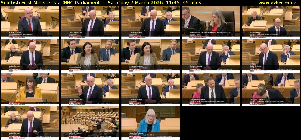 Scottish First Minister's... (BBC Parliament) Saturday 7 March 2026 11:45 - 12:30
