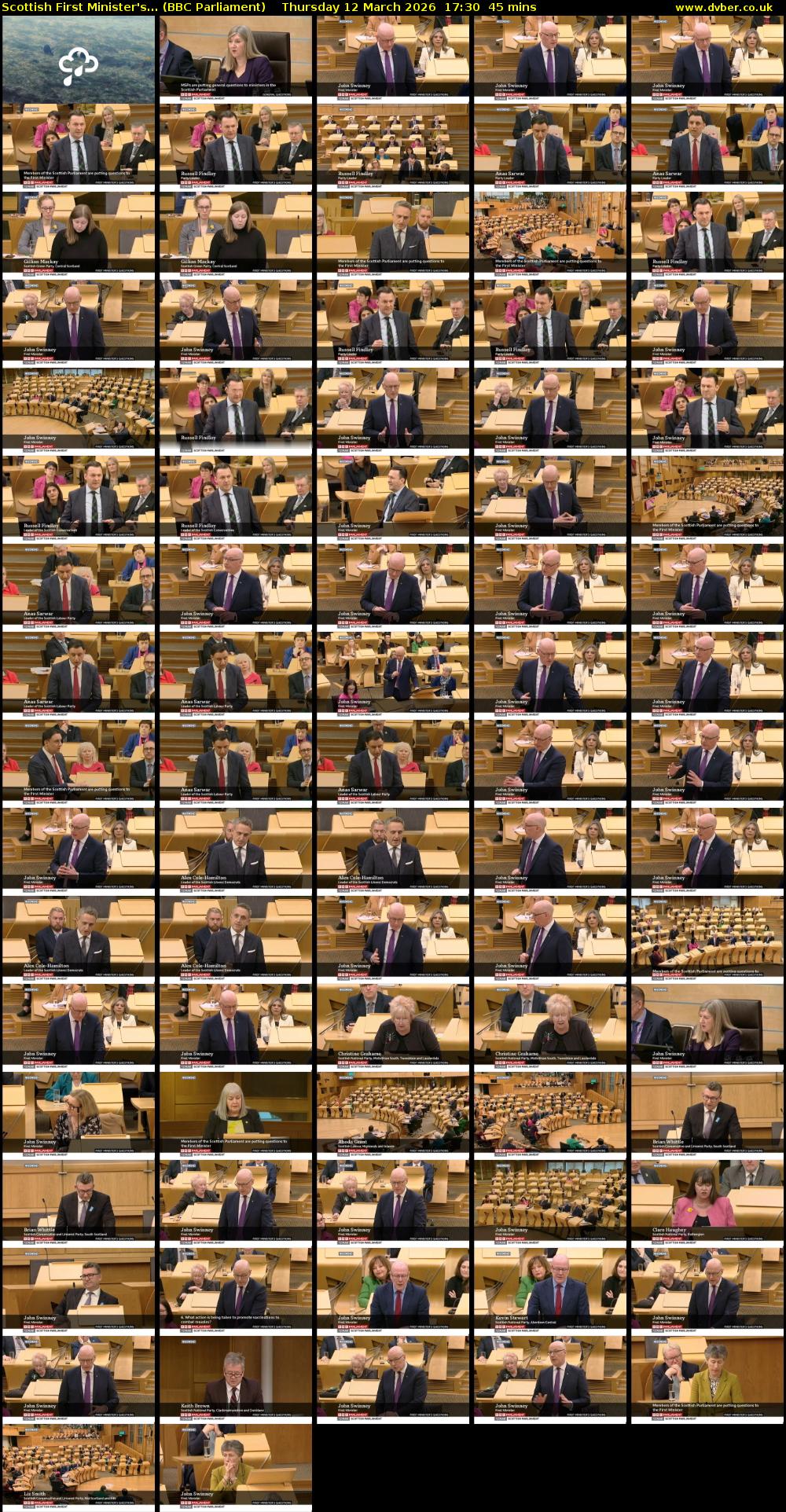 Scottish First Minister's... (BBC Parliament) Thursday 12 March 2026 17:30 - 18:15