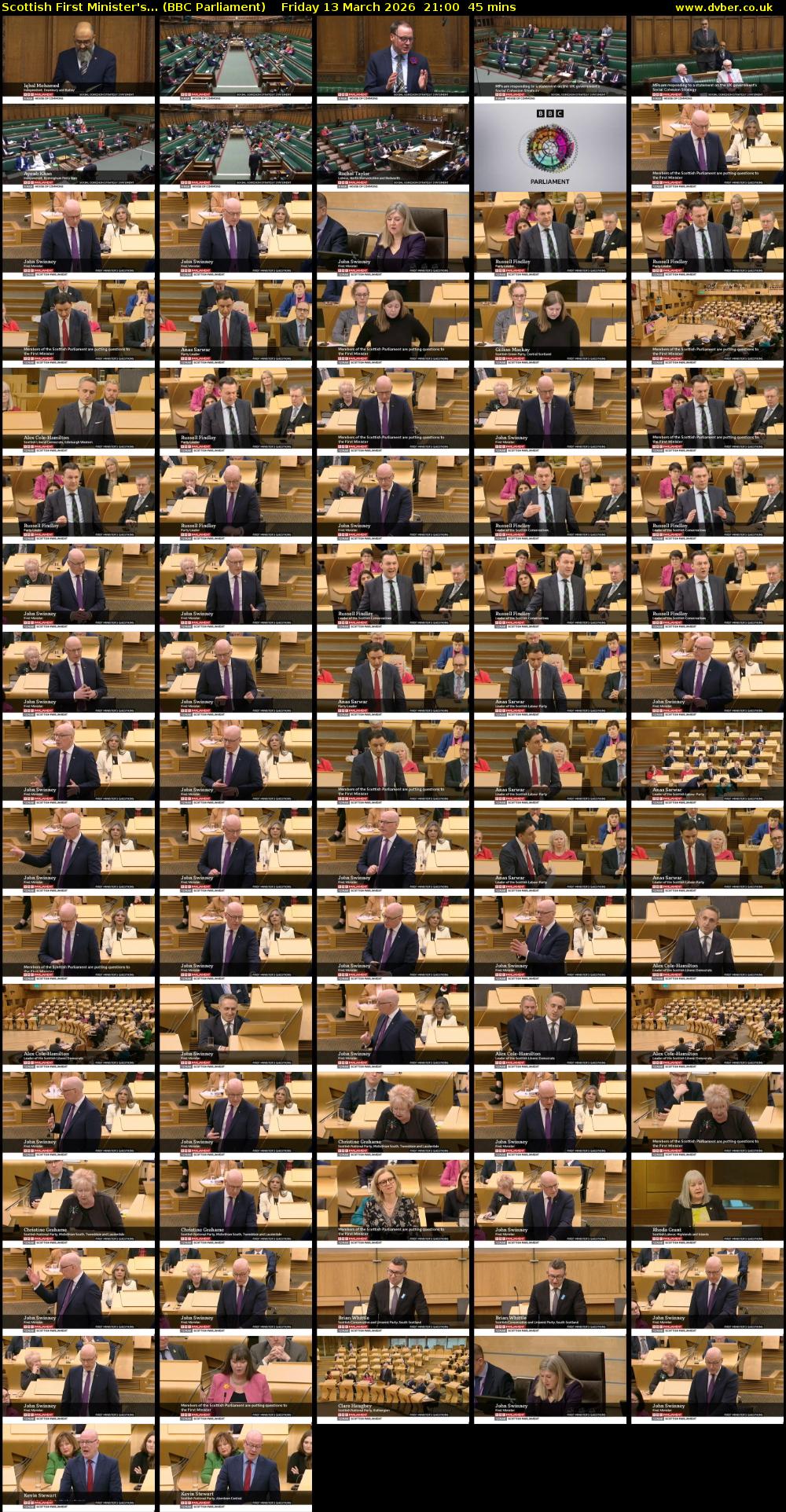 Scottish First Minister's... (BBC Parliament) Friday 13 March 2026 21:00 - 21:45