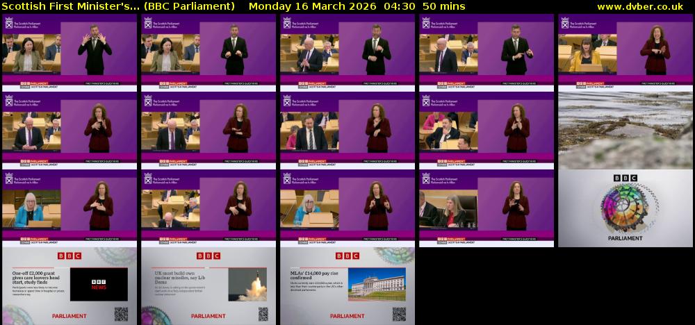 Scottish First Minister's... (BBC Parliament) Monday 16 March 2026 04:30 - 05:20