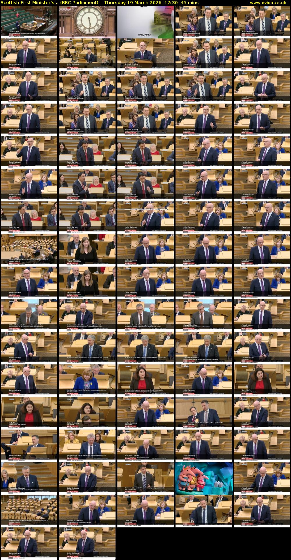 Scottish First Minister's... (BBC Parliament) Thursday 19 March 2026 17:30 - 18:15