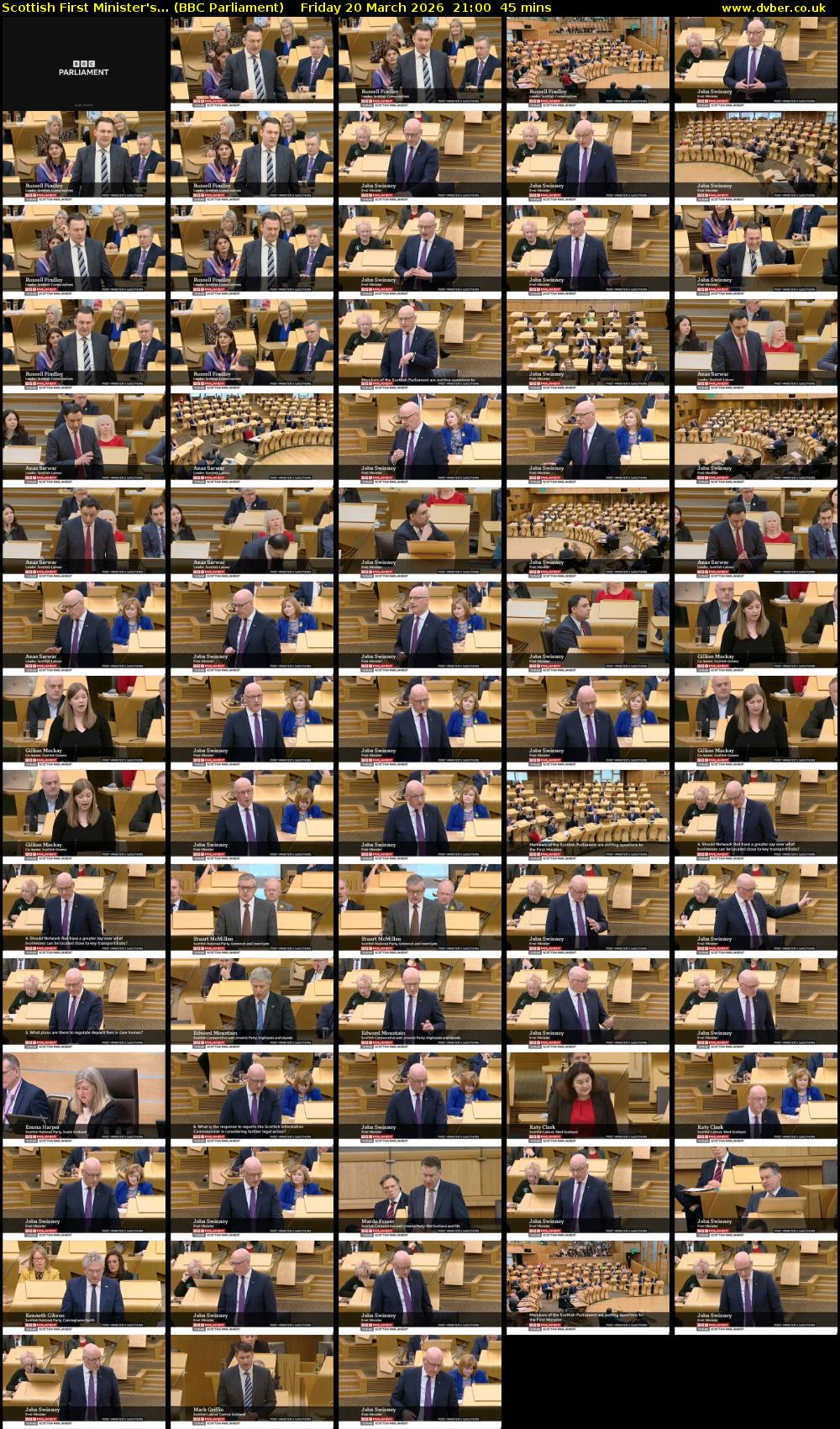 Scottish First Minister's... (BBC Parliament) Friday 20 March 2026 21:00 - 21:45