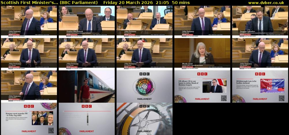 Scottish First Minister's... (BBC Parliament) Friday 20 March 2026 21:05 - 21:55