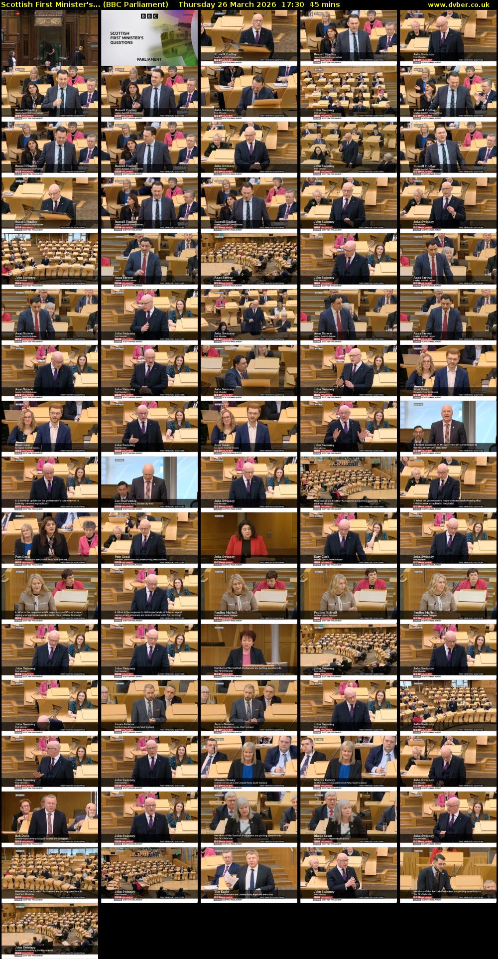 Scottish First Minister's... (BBC Parliament) Thursday 26 March 2026 17:30 - 18:15