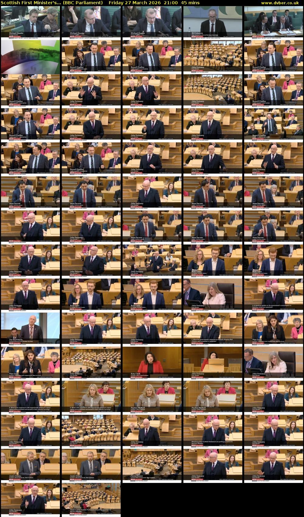 Scottish First Minister's... (BBC Parliament) Friday 27 March 2026 21:00 - 21:45